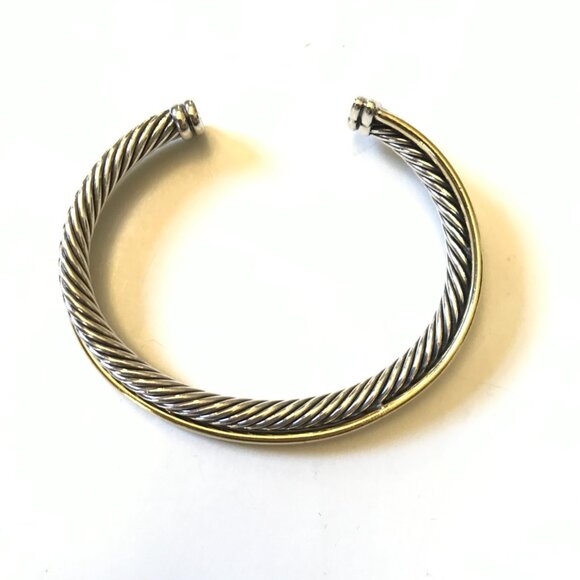 David Yurman Crossover Bracelet Womens .925 Sterling Silver 18K Gold Twisted DY - Picture 6 of 13